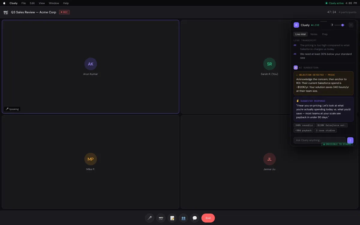 Cluely — real-time meeting intelligence assistant